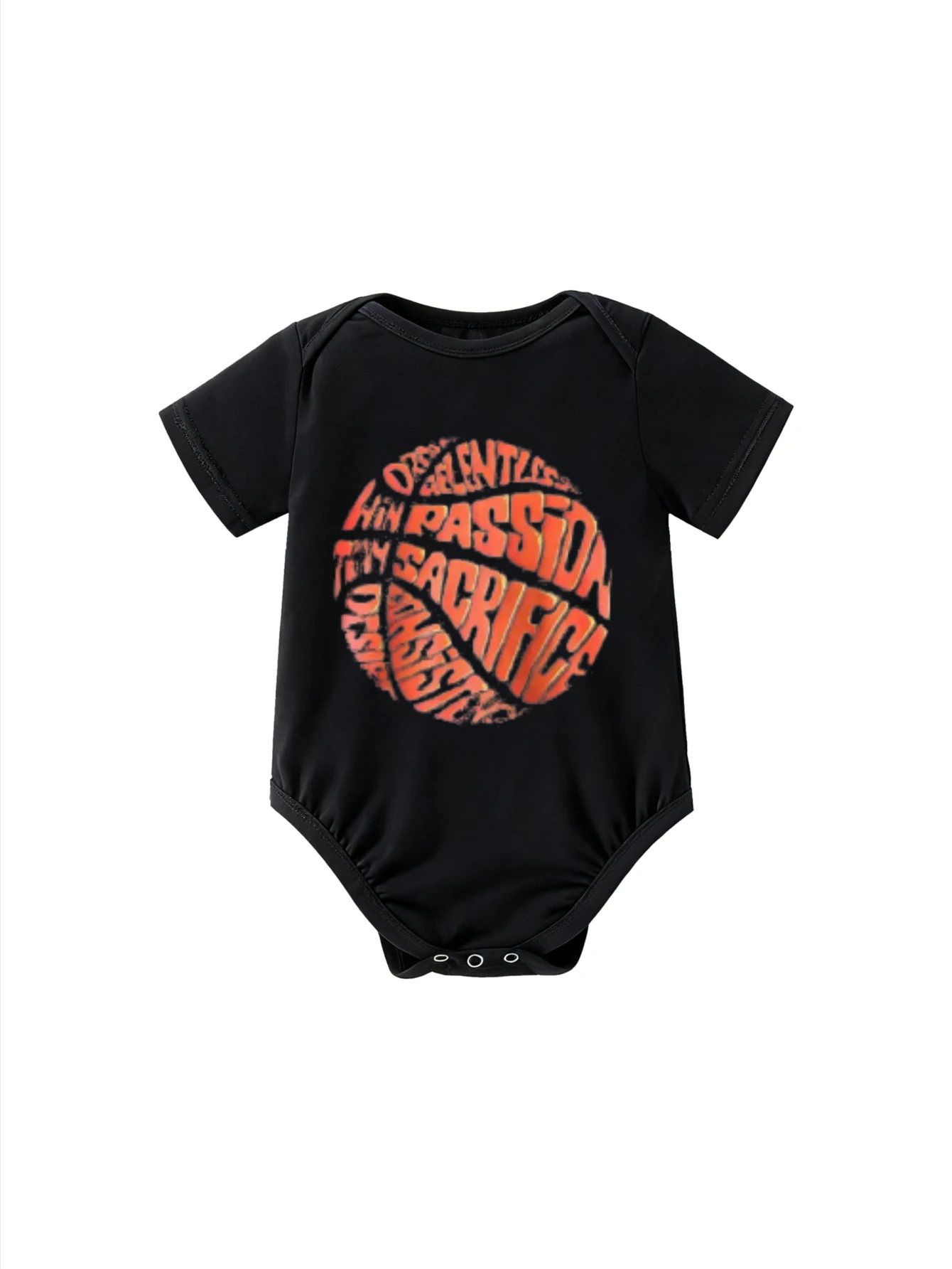 

​Unisex Baby Onesie Short Sleeve Basketball Sport Pattern With Passion Sacrifice Text For Athletic Family Gift​