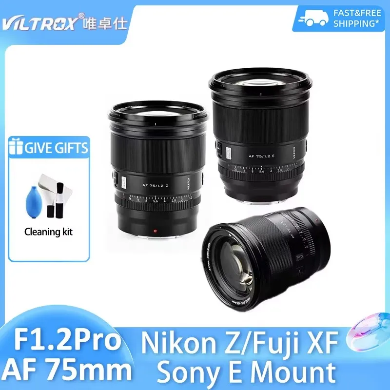 VILTROX 75mm F1.2 Pro Auto Focus Ultra Large Aperture Portrait APS-C Camera Lens for Fujifilm XF Nikon Z Sony ZVE10 E Mount