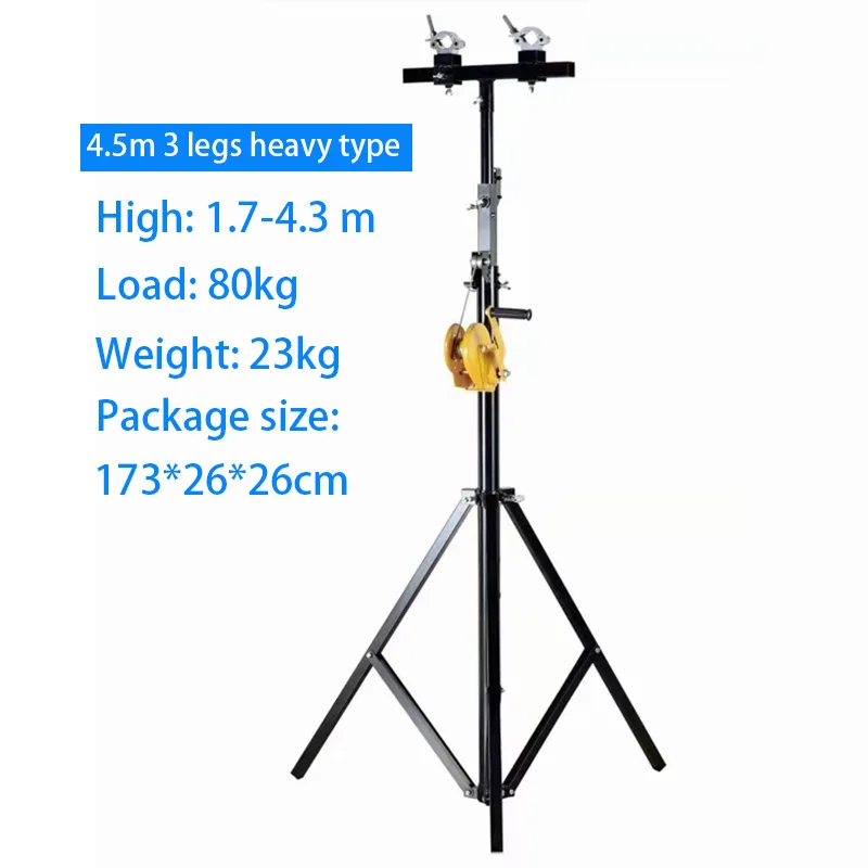 80kg Load Bracket DJ Truss Hand-Crank Tripod (1.7-4.3m Adjustable) Surface Light Double Layer Crossbar