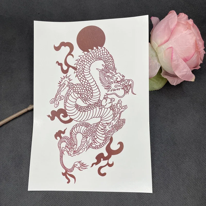 Waterproof Temporary Tattoo Sticker Red Dragon Pattern Men\'s and Women\'s Arm Body Art Fake Tattoo