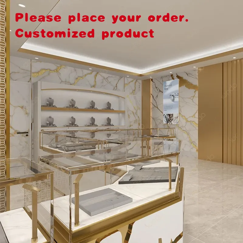 custom.Sundo Luxury Custom Jewelry Shop Wall Mounted Furniture Glass Jewellery Display Cabinet & Jewelry Counter Showcase D