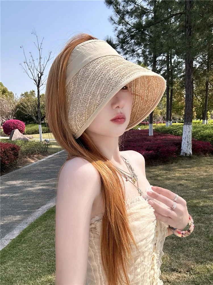 

2025 New Women's St Hat Breathable Summer Cap Sunade UV Protection Foldable Emp Top Casual Sle Outdoor Travel Hat