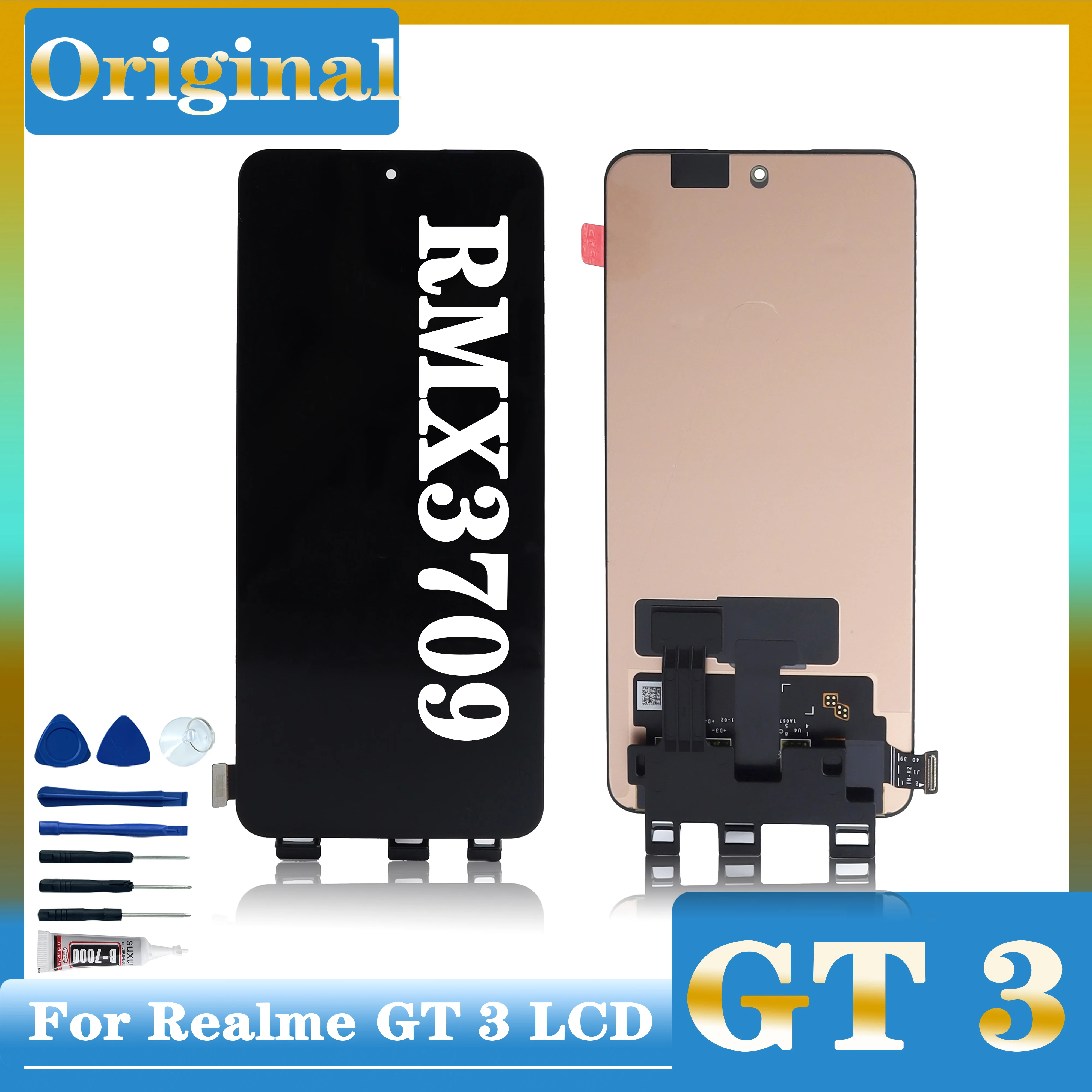 Original AMOLED Display Touch Screen Digitizer Assembly for Realme GT 3, LCD, 6.74 