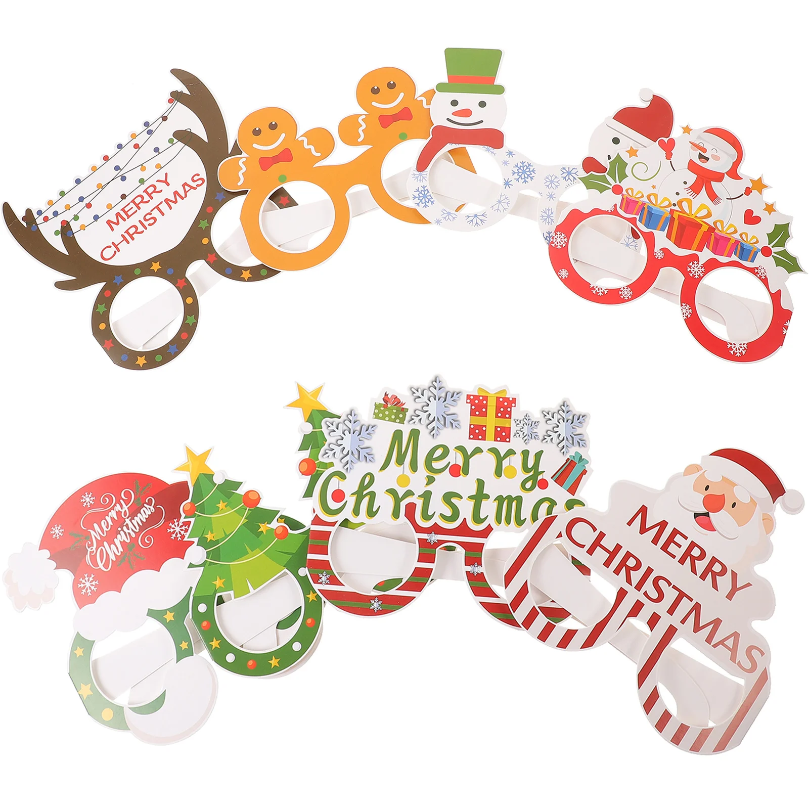 

8pcs Christmas Glasses Paper Eyeglasses For Xmas Party Photo Props Festive Decorations Novelty Fun Eyewear Accessories