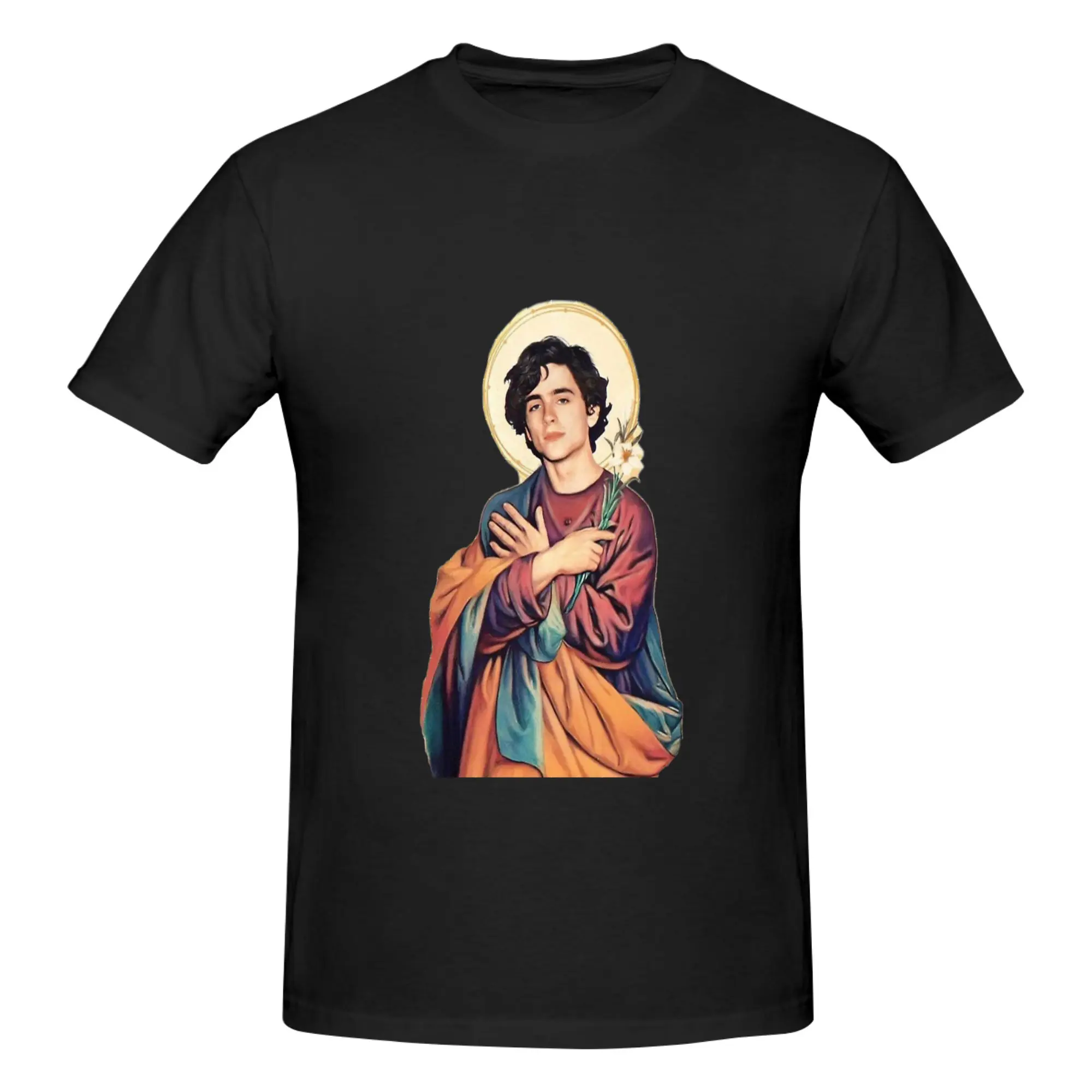 Funny Timothee Chalamet Saint God Sticker  Men's Printed T-Shirt Unisex T shirtBlack