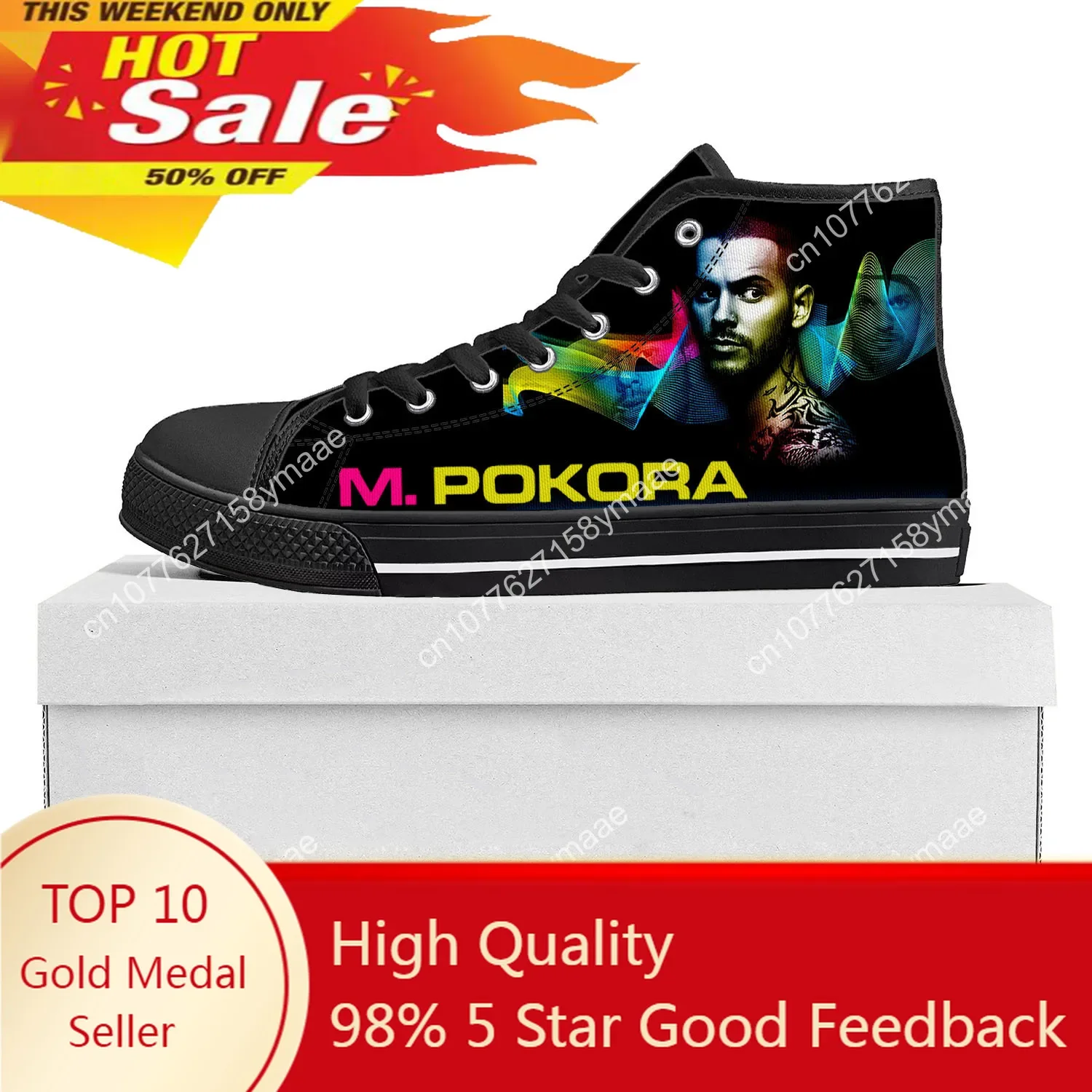 

M Pokora Singer High Top High Quality Sneakers Mens Womens Teenager Canvas Sneaker Casual Custom Made Shoes Customize DIY Shoe
