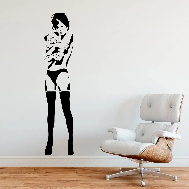 Teddy Girl - Banksy Wall Sticker Vinyl Home Decor Room Bedroom, Graffiti Street Art Decoration Decals Removable Murals Q130