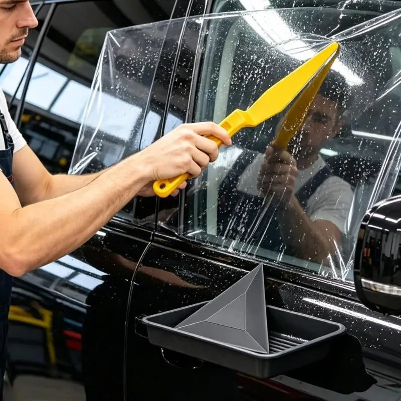 7Piece Window Film Application Set with Firm and Flexible Plastic Squeegees for Positioning, Air Removal, and Smoothing on 37JD