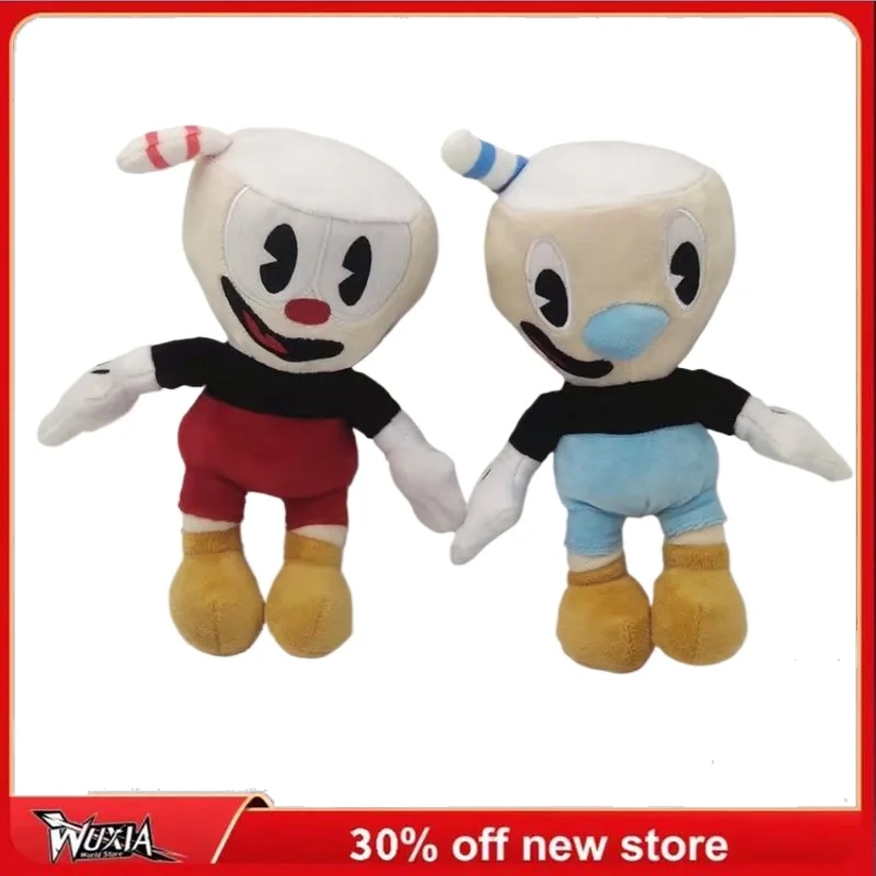 24cm New Adventure Game Cuphead Plushed Cute Kawaii Plush Doll Model Ornaments Collection Desktop Display Gift Toy