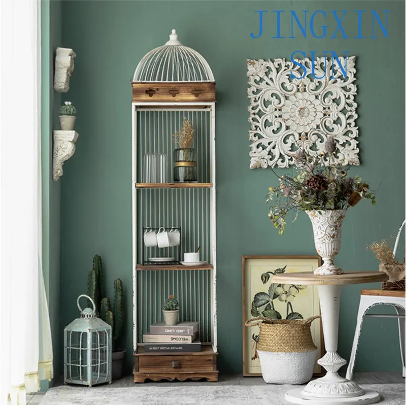 Luxury Home Decor 2025 Living Room Furniture Metal Decorative Bird Cage Plants Book Stand Shelf