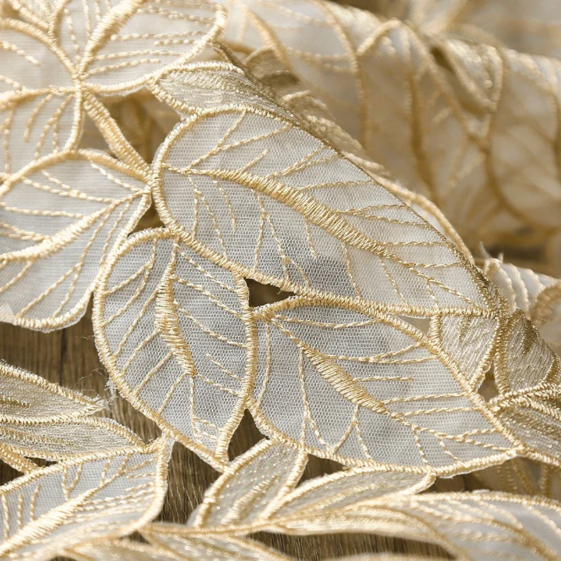 

Необычная реалистичная 3D сетка с вышивкой листьев, ажурная прозрачная ткань для свадебного платья, вечернего платья, материал для шитья своими руками