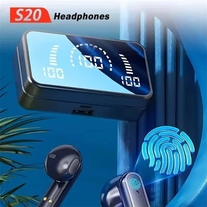 S20 سماعات رأس لاسلكية Fone سماعات بلوتوث سماعات أذن رياضية مع ميكروفون صندوق شحن سماعات لجميع الهواتف الذكية