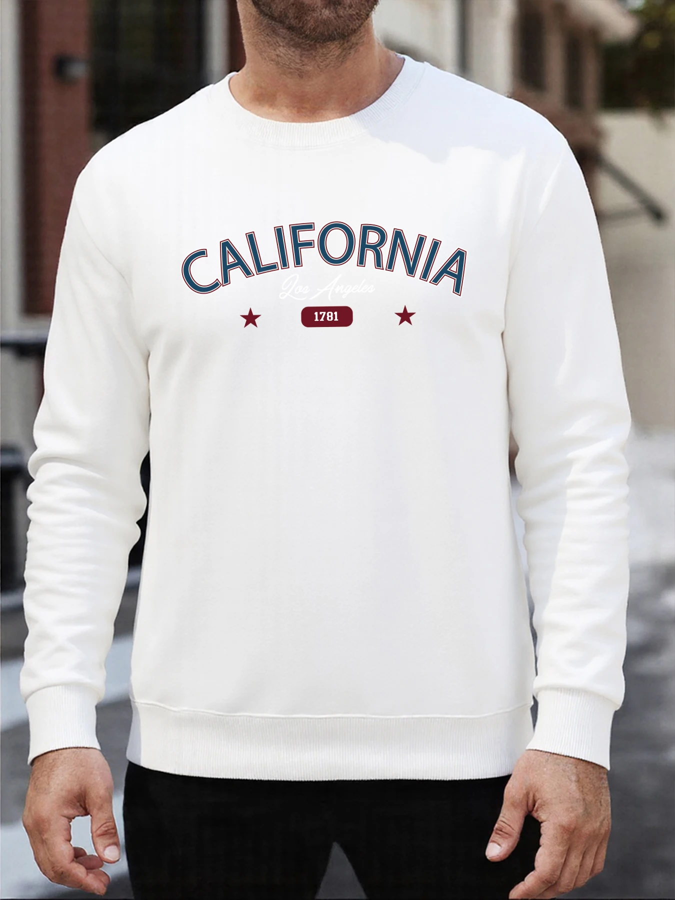 California Los Angeles Print Sweatshirt Herren Street Crewneck Pullover Fleece All-Match Sportswear Hipster Herbstmode Top