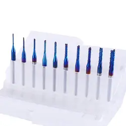 Coat End Mills SainSmart Genmitsu 10pcs Nano Blue CNC Milling Cutter, 0.6-3mm, 1/8
