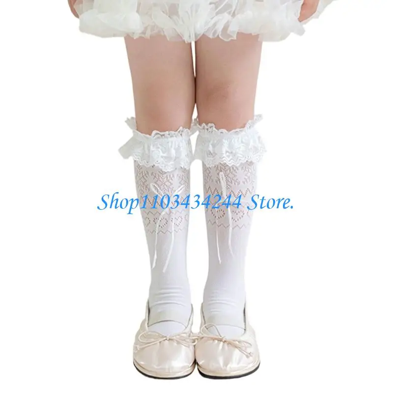  Kids Fashion Lace Accent Socks Stretchy Fit And Gentle On Skin Hosiery Socks