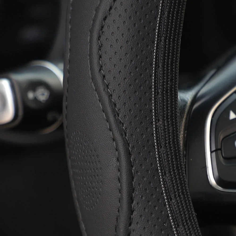 Car frameless steering wheel cover PU leather 3D embossed hand press, suitable for car interior