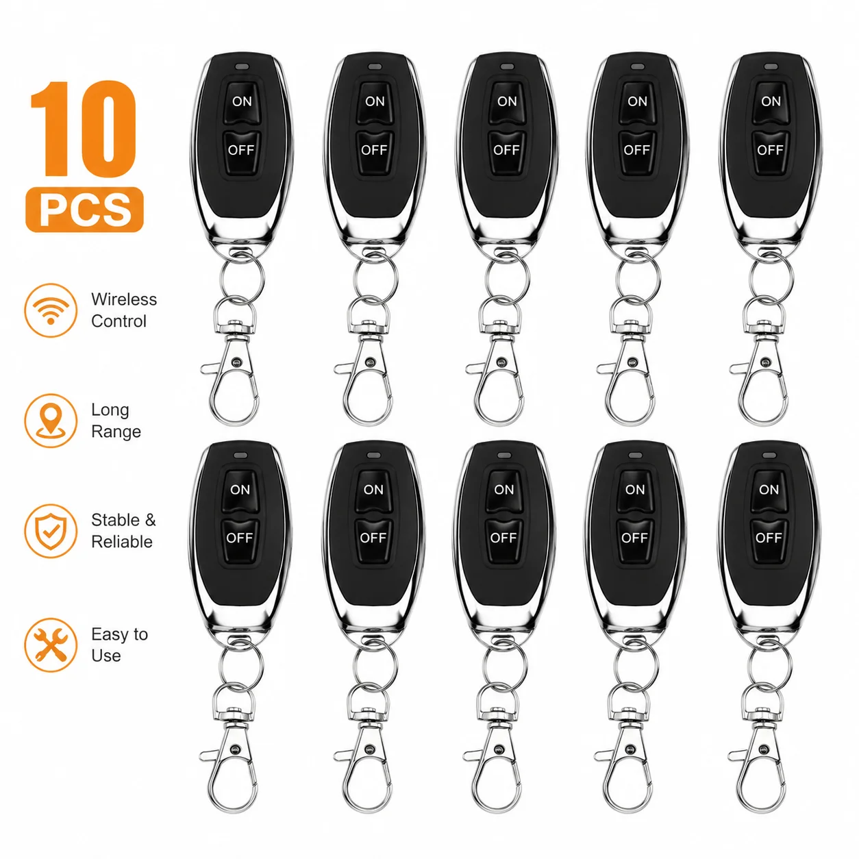 10pcs 433MHZ Wireless Waterproof Remote Control RF Garage Door EV1527 Learning Code Transmitter Universal Auto Car Alarm System