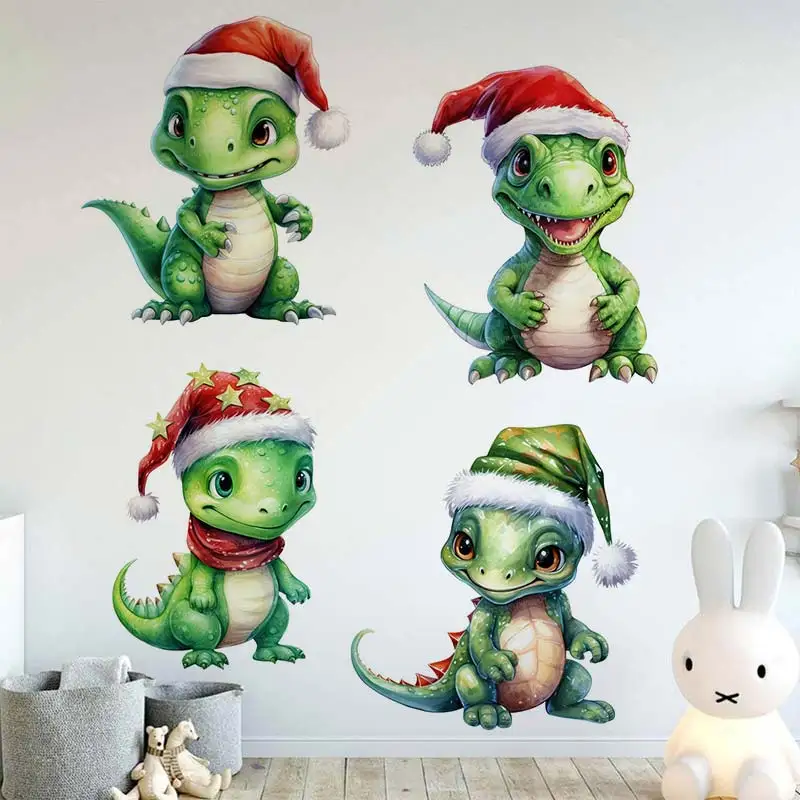 

Christmas Dinosaur Wall Sticker Bathroom Toilet Decor Living Room Cabinet Refrigerator Home Decoration Decals Stickers S415