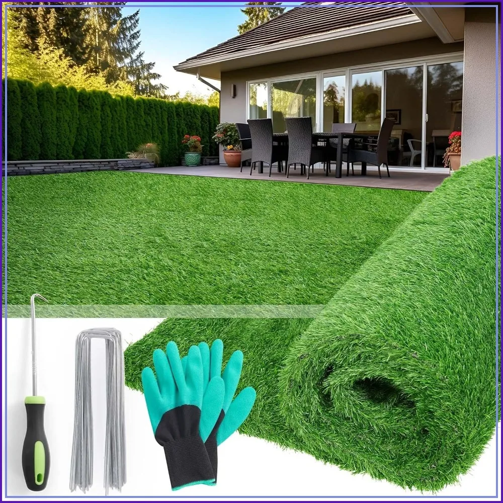 

5ft x 8ft Realistic Artificial Grass Turf, Indoor Outdoor Rug for Patio Balcony Lawn, Pet Friendly Drainage Mat