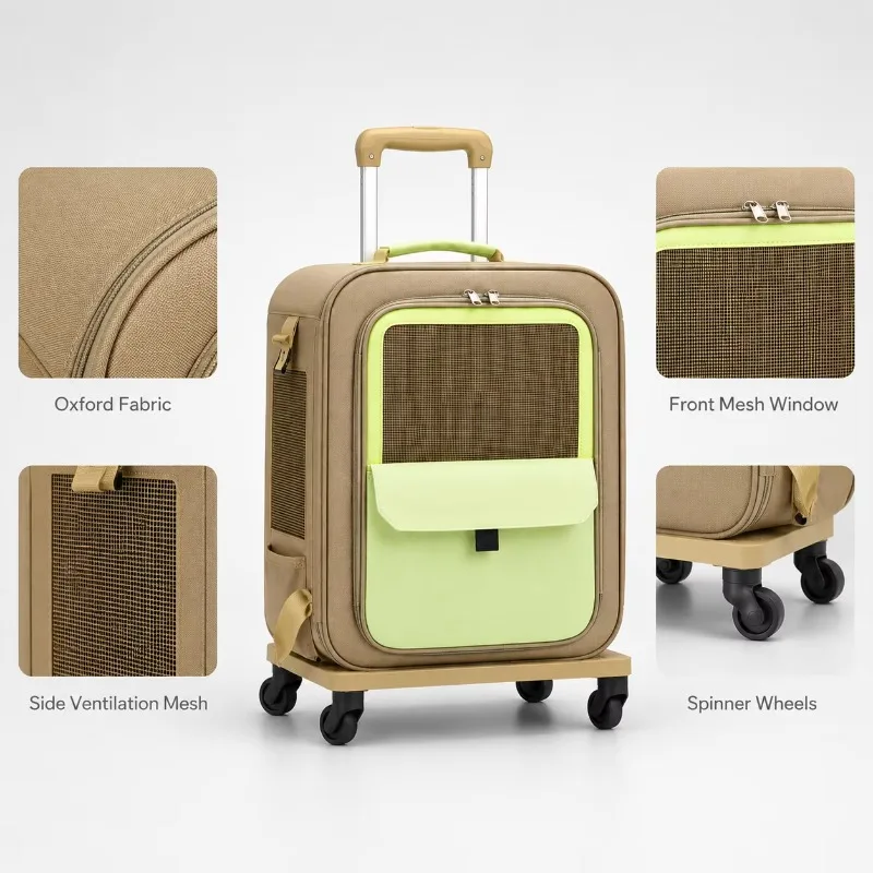 Premium Waterproof Rolling Pet Carrier Oxford Breathable Mesh Trolley Bag Wheels Custom Logo Dogs Cats Backpack Pet Carrier - view 3