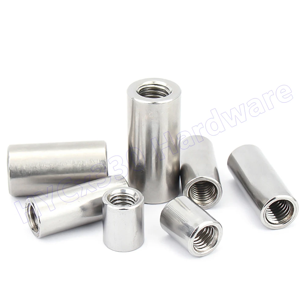 Écrous de connecteur ronds épais en acier inoxydable 304, colonne d'extension, Joint d'accouplement, écrou à vis cylindrique M6 à M20