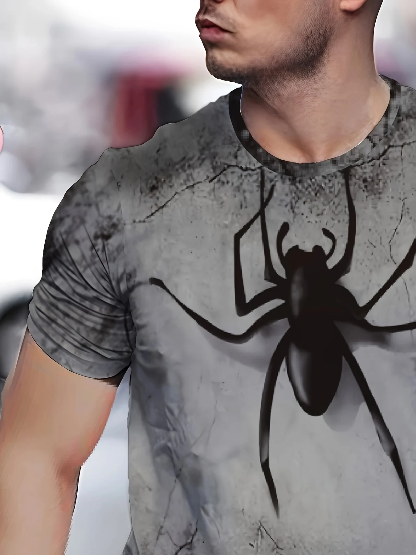 Camiseta de manga curta masculina padrão aranha, gola O, versátil e confortável, roupas estilo esportivo, moda