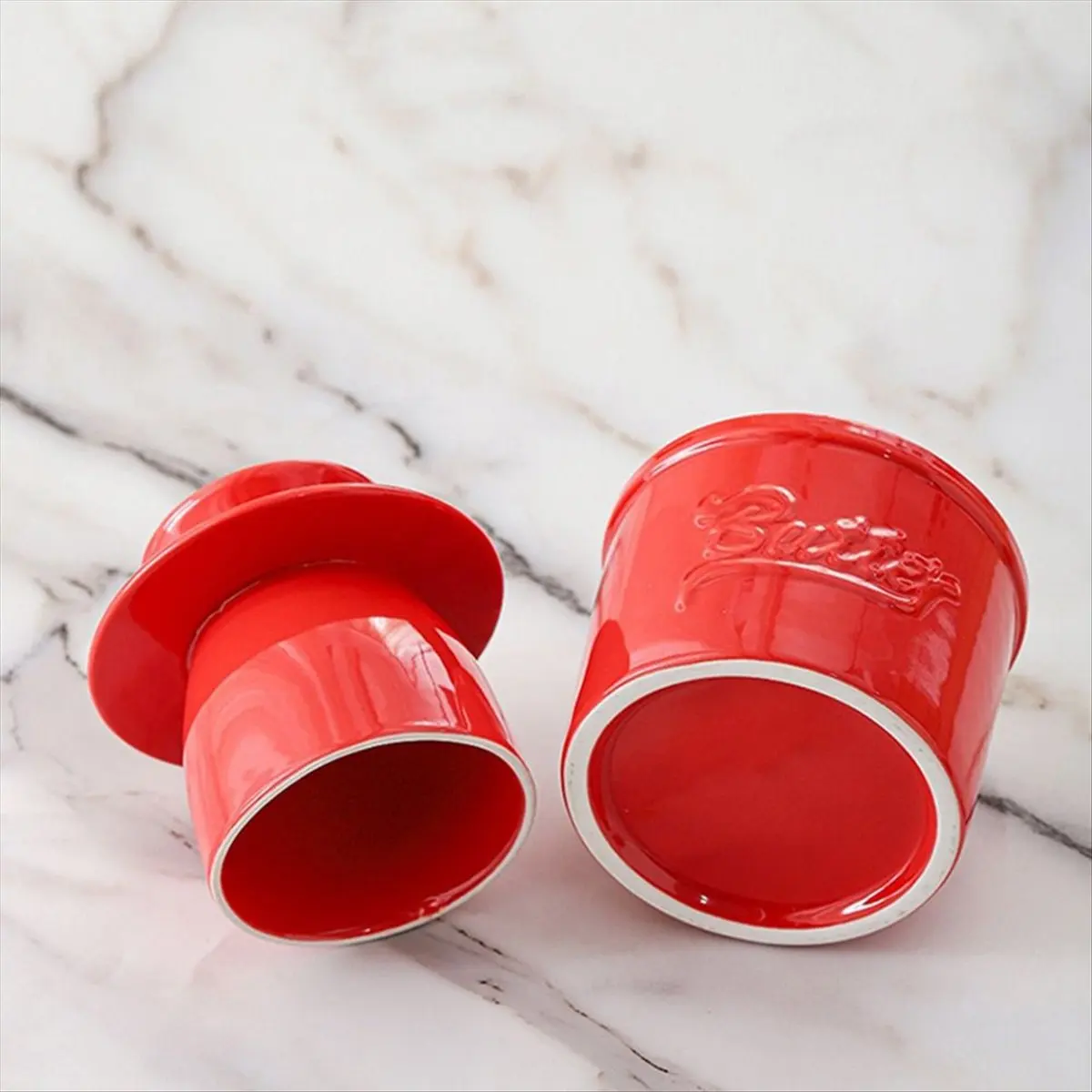 COFA Glossy Finish Bell Crock Handmade Keep Fresh Butter Keeper with Lid Thicken Ceramic Butter Dish Home
