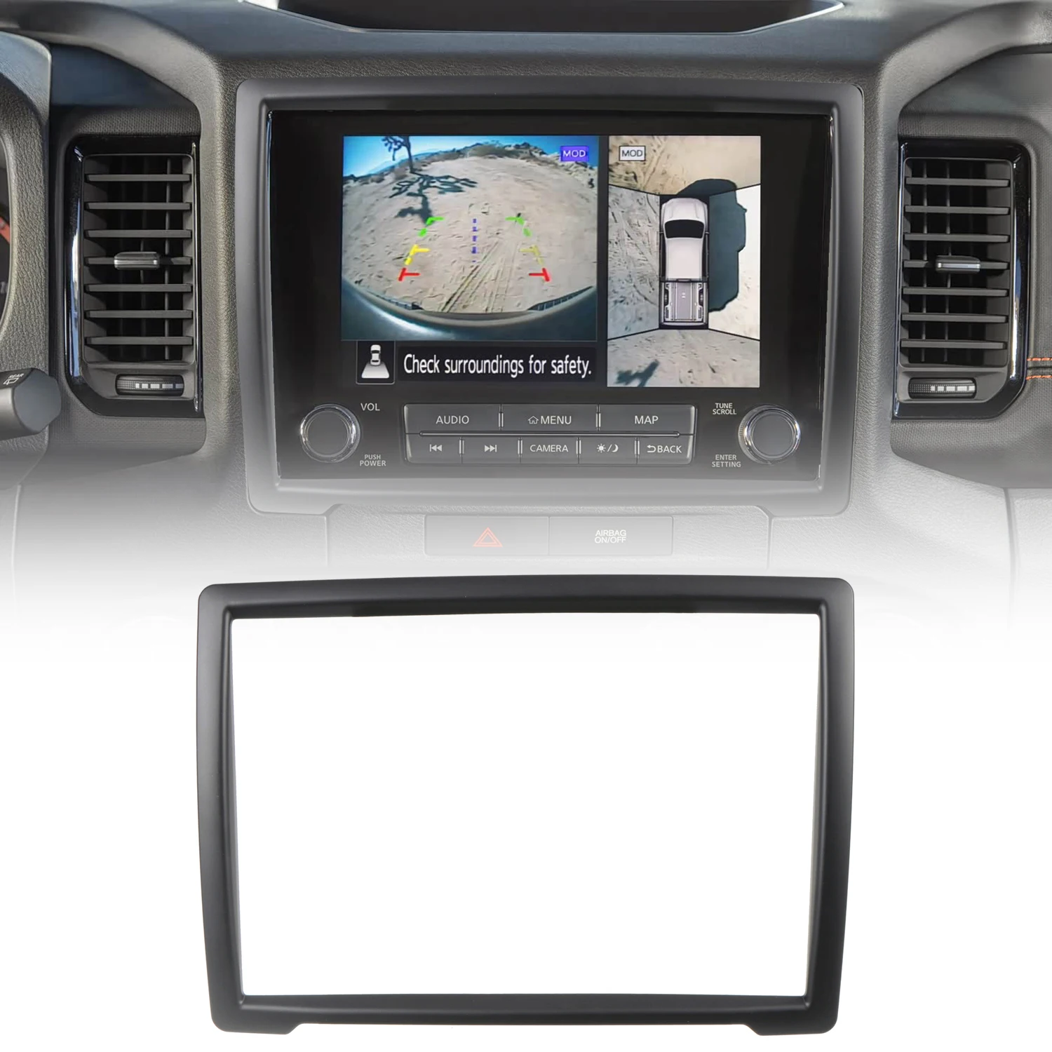 

for Nissan Frontier D41 2022-2024 Car Accessories ABS Plastic Navigation Frame Trim Cover Matte Black 1PC