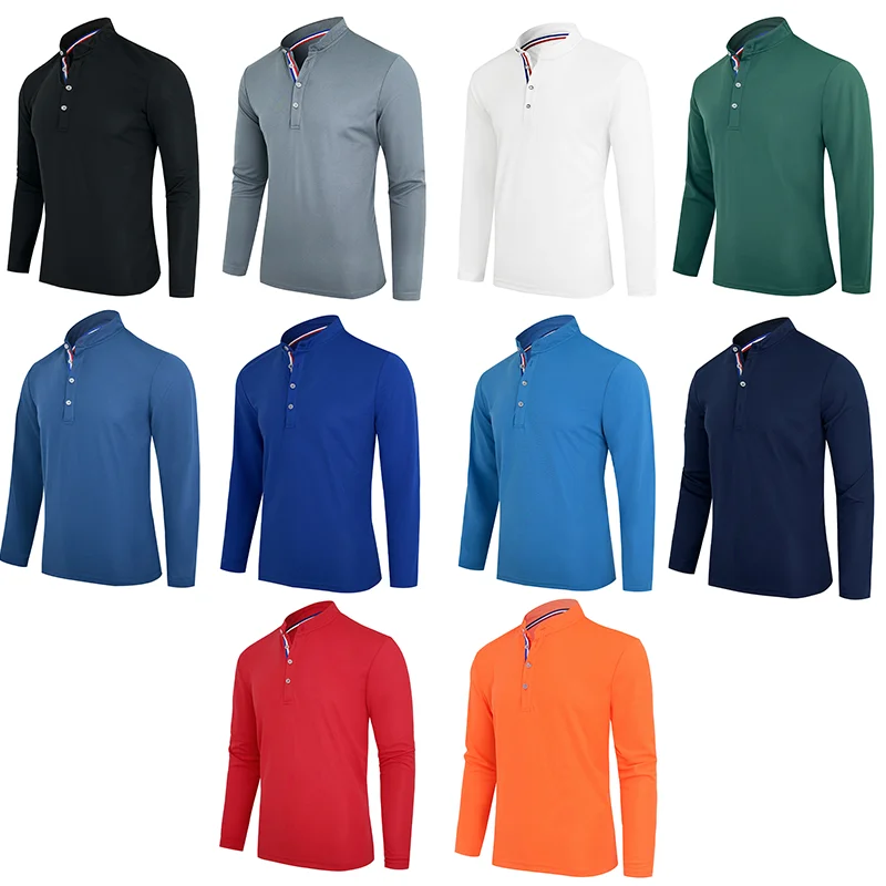 2024 Hombre Marca De Lujo Polo De Manga Larga Primavera Otoño Oficina Camisa Diaria Top Al Aire Libre Camisa De Golf Deportiva De Secado Rápido