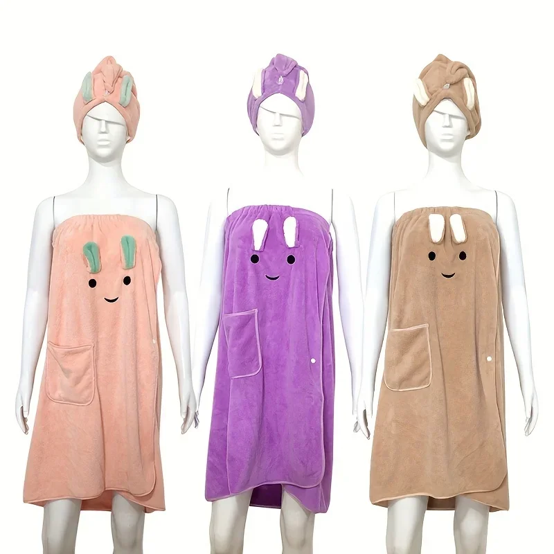 Супермягкий современный набор полотенец, 1 впитывающее полотенце для сушки волос + 1 носимое банное полотенце, принадлежности для ванной комнаты, принадлежности