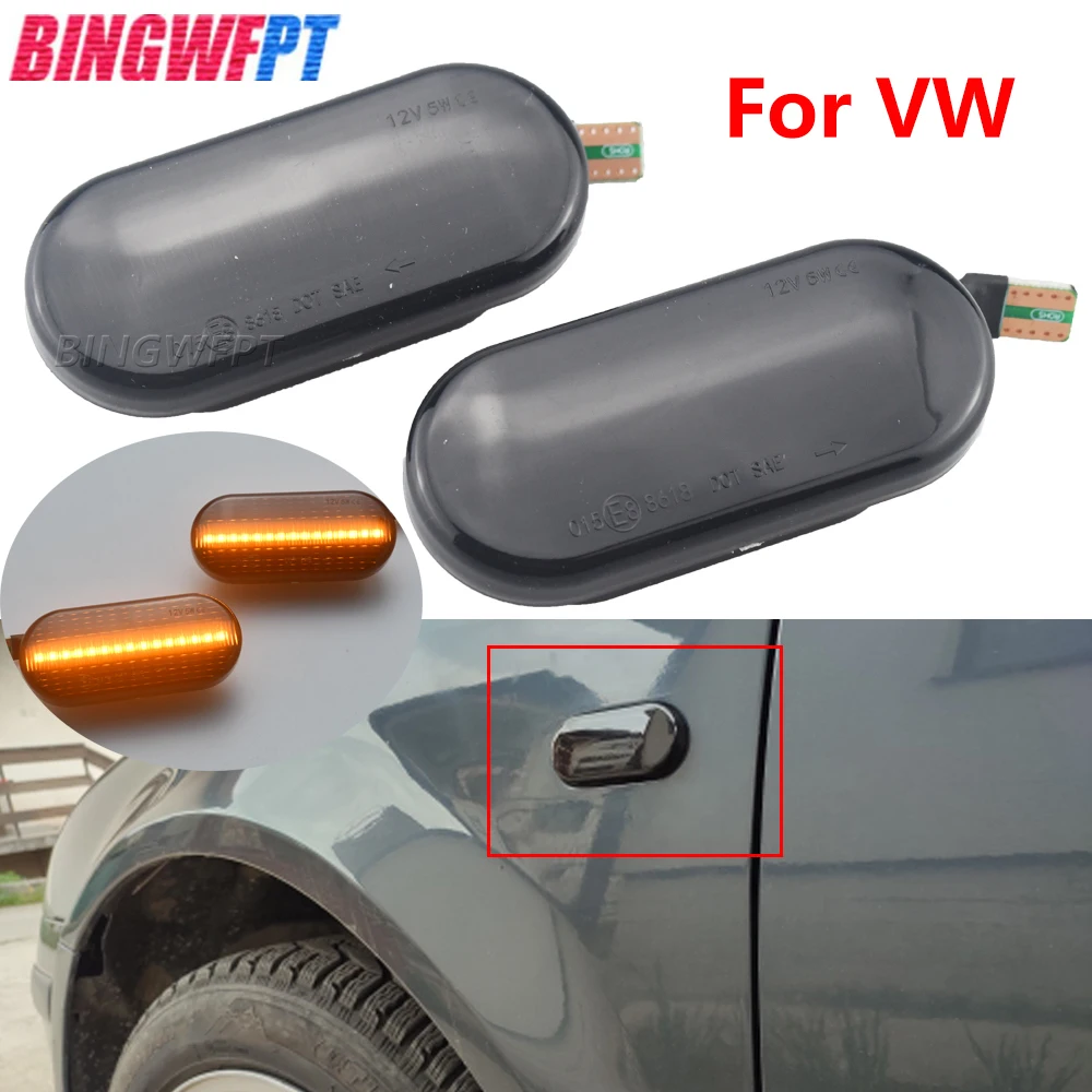 For VW Transporter T5 Polo Golf 3 4 Passat B5 Sharan Lupo Bora Multivan Dynamic Flowing Lamps LED Side Marker Turn Signal Light