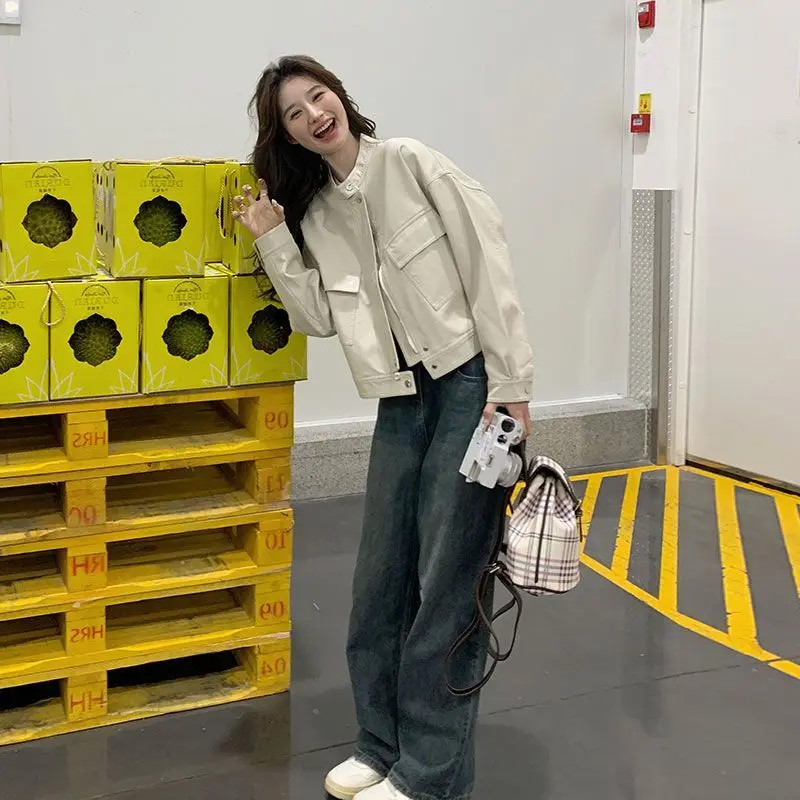 Kurtki bomberki damskie kurtka khaki jesień-zima płótno klapki z klapami biznesowy styl cleanfit pasek funkcjonalne zatrzaski minimalistyczny styl OL