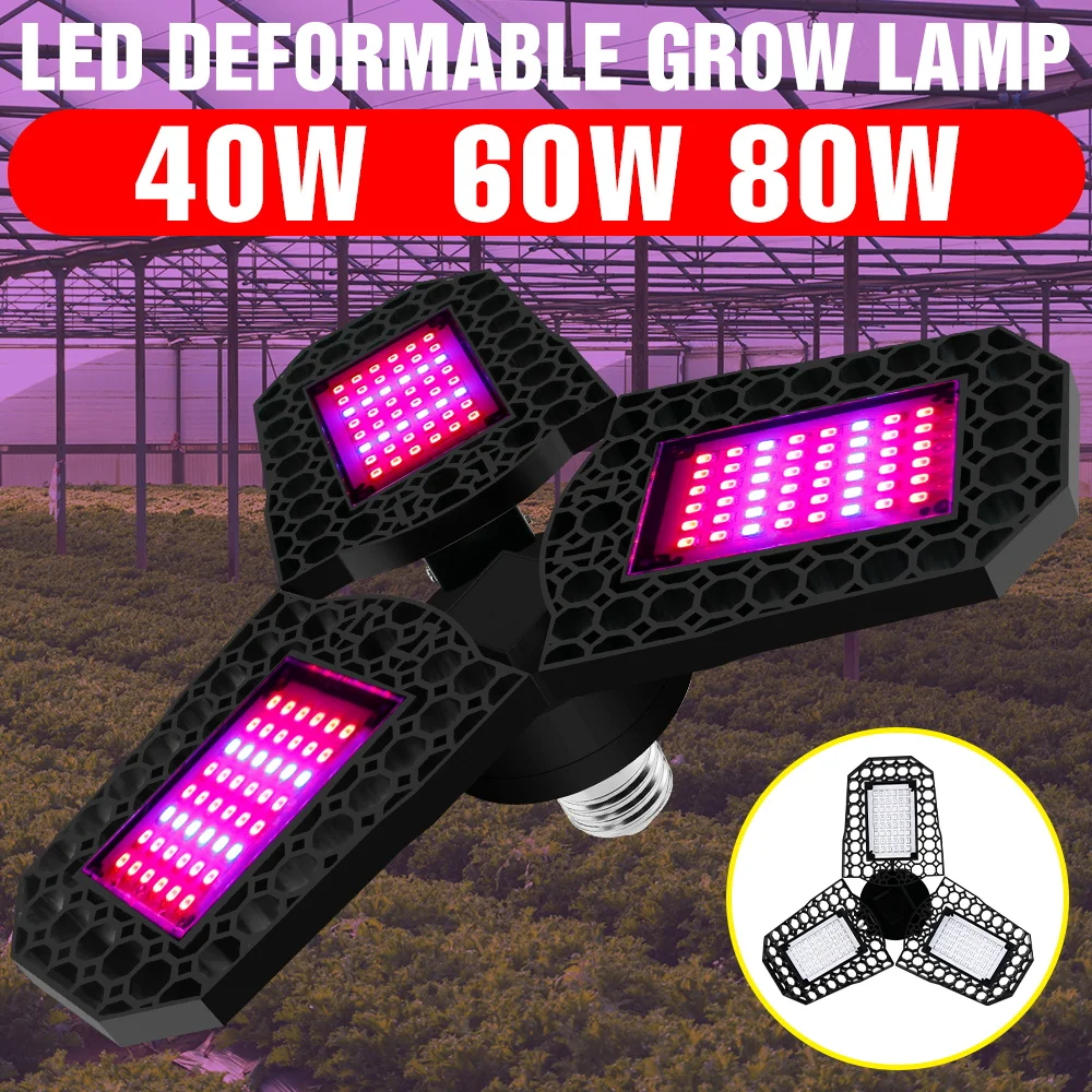 

Светодиодная лампа для растений 80 Вт E27, полный спектр, для гидропоники, для теплиц, для выращивания овощей и цветов