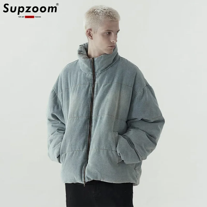 Supzoom New Arrival Top Fashion Bread Suit Winter Denim Warm Cotton Couple Cold Clothes Casual Mens Jackets And Coats