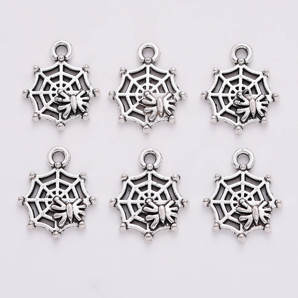 30Pcs Retro Metal Zinc Alloy Spider Web Charms Fit Jewelry Makings DIY Handmade Souvenir