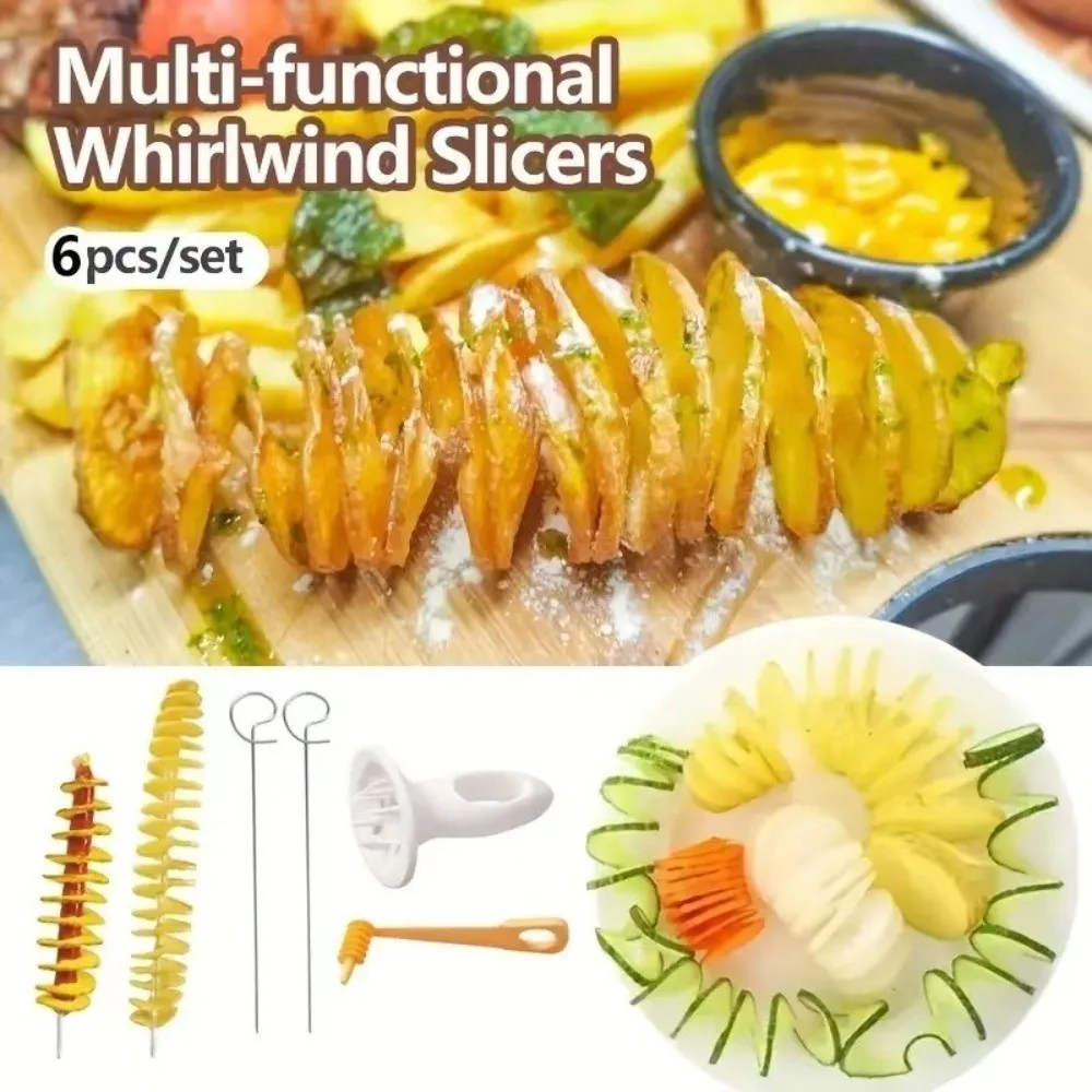 ‌Tornado Potato Spiral Cutter Twisted Slice Whirlwind Potato Potato Slicer Chips Maker DIY Vegetable Spiral Slicer