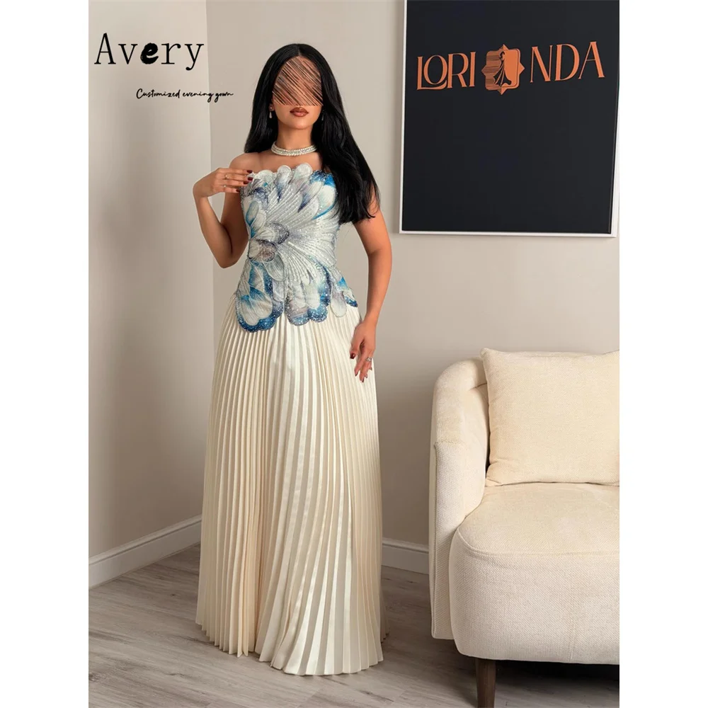 

Avery Custom A Line Tube Top Embroidery Shoulder Elegant Evening Dresses for Woman Luxury Evening Dress 2026 Woman Party Women's