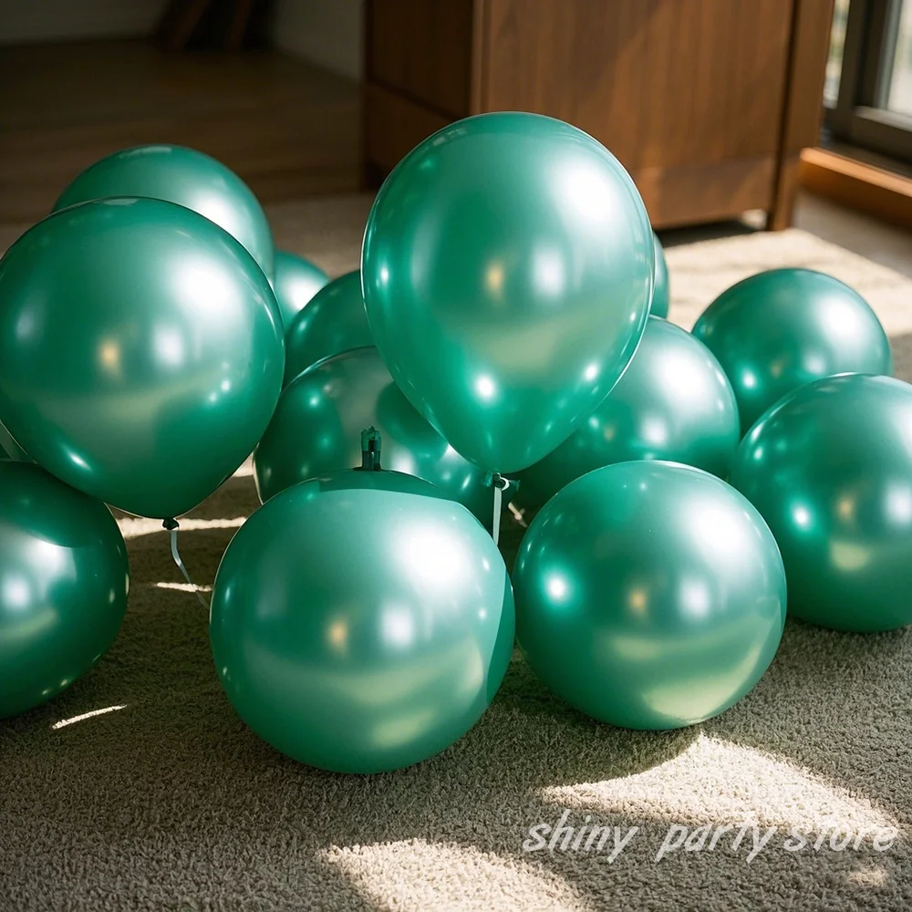 

100pcs Metal Latex Balloons Green Chrome Glossy Metallic Balloon Rose Glod Silver Globos Birthday Party Event Christmas Decor