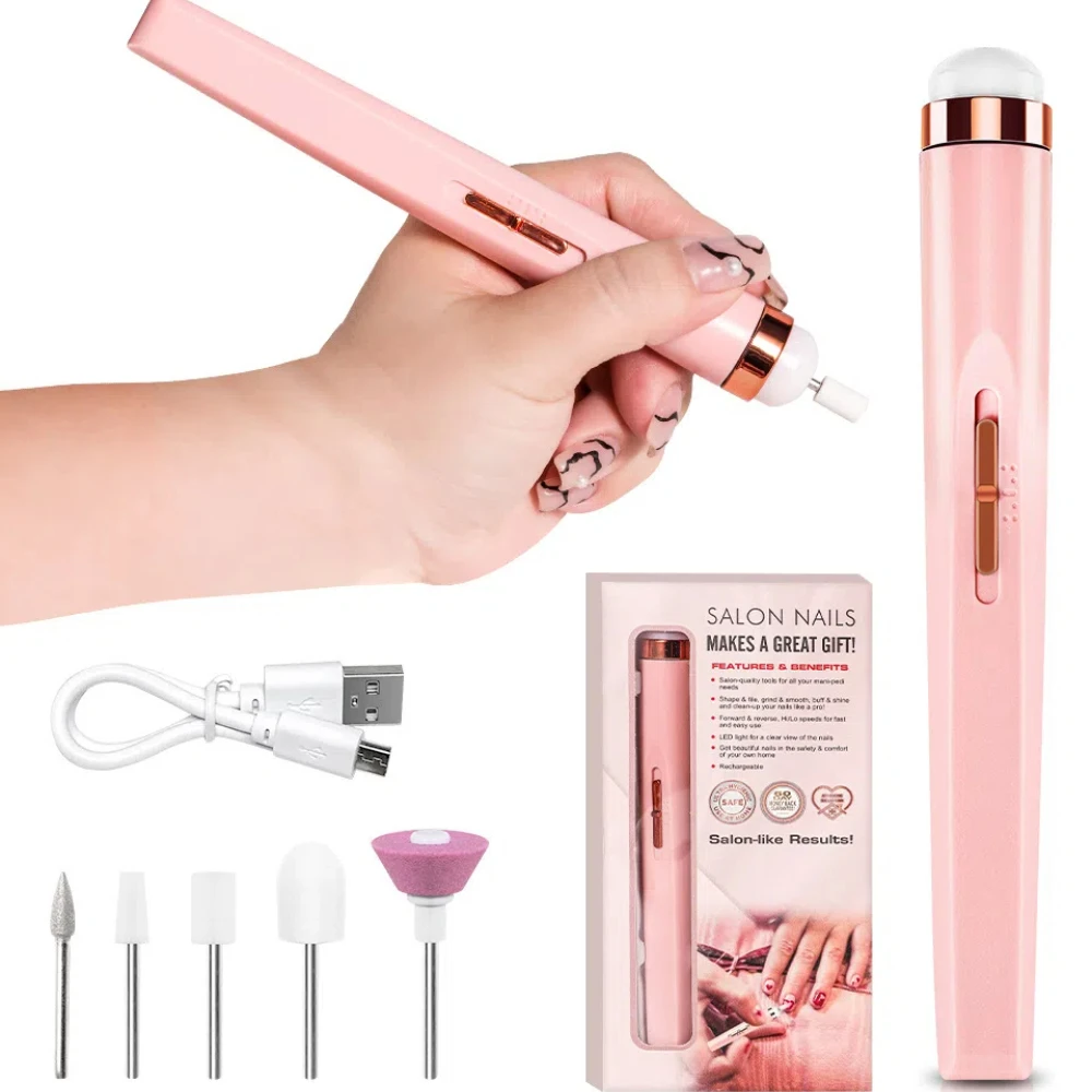 Electric Nail Drill Kit Rechargeable Cordless Manicure Kit Portable Nail Grinding Polisher for Trim Nails Exfoliating