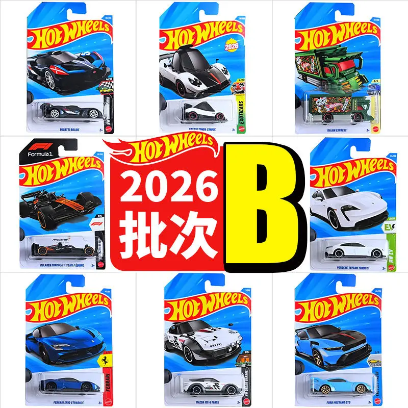 새로운 매텔 2026 핫휠 B 케이스, 메인라인 시리즈 새로운 1/64 스케일 다이캐스트 차량 모델 자동차 장난감