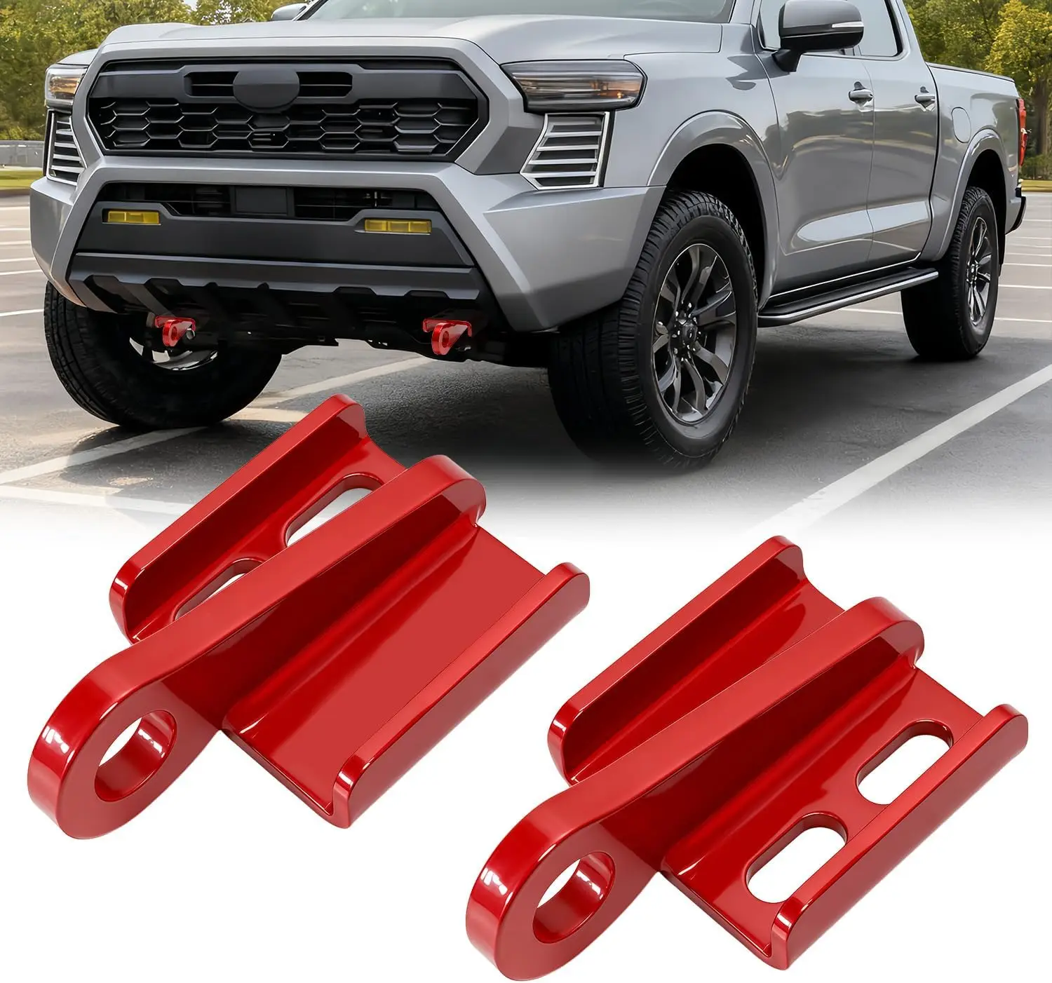 

2PCS Red Heavy Duty Tow Hooks for Tacoma 2024-2026 & 4Runner 2025-2026, Alloy Steel Towing Kit