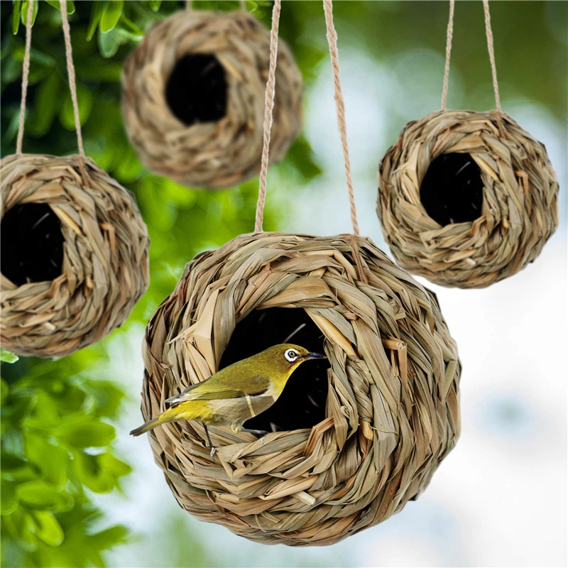 1pc Natural Handmade Straw Bird Nest Pigeon House Parrot Nest Warm Pet Bedroom Courtyard Small Animal Bird Cages