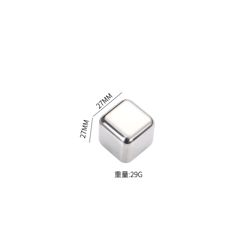 304 Stainless Steel Metal Ice Cube Quick-frozen Ice Grain Clip Creative Whiskey 27x27mm Ice Cube Chilling