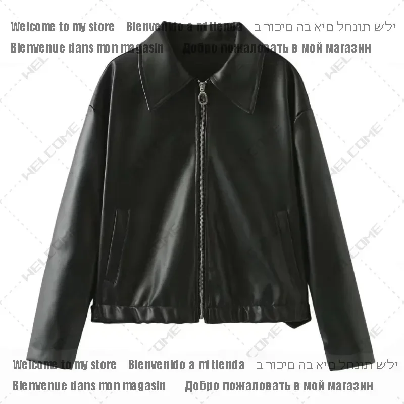 سترات جلدية جديدة للنساء معطف Jaqueta Casaco Feminino Vermelho Couro معطف أسود Giacca Pelle الأنثوية ملابس الشارع الشهير ins Outwear 1