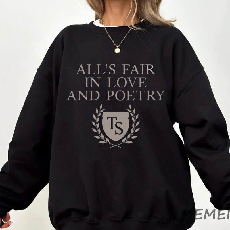 Tpd Dames Sweatshirt Gemartelde Dichters Afdeling Crewneck Sweatshirt Alls Fair In Love En Poëzie Hoodie Dameskleding Zweet