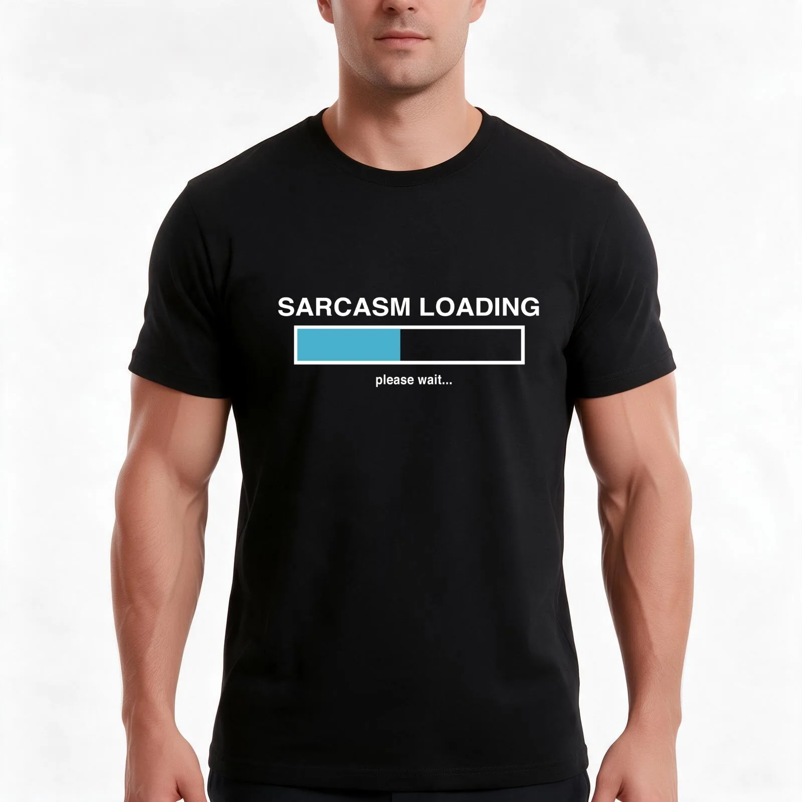 Sarcasm Loading T-Shirt, Summer Casual Cotton Tee, Oversized Streetwear Tops, Vintage Graphic Print, Loose Fit Short Sleeve