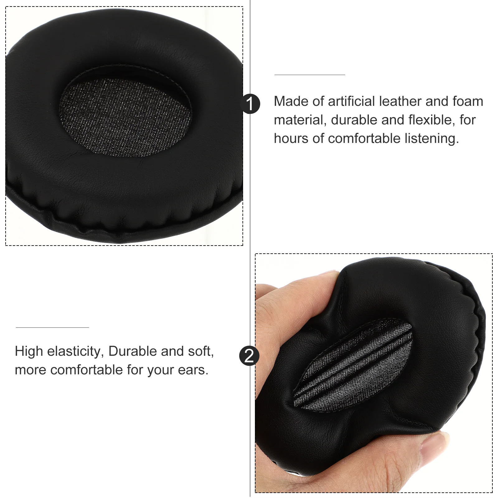 

1 Pair Replacement Ear Cushion For Headphones Earpads Covers Comfortable Durable Soft Replacement For 1.0 2.0 Headphones