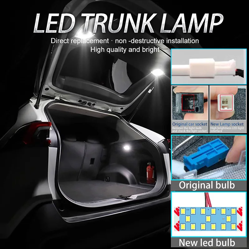 1Pcs Car LED Rear Trunk Lamp Luggage Compartment Light Bulbs White DC 12V For Lexus LS500 LS500h ES300h LC500 LC500h