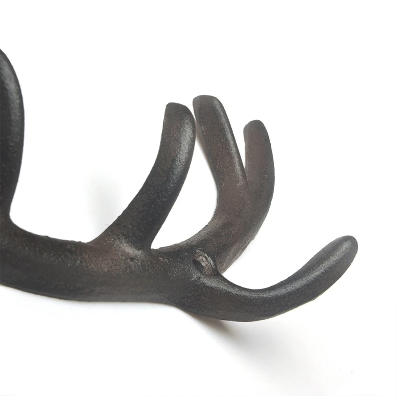 Vintage Iron Deer Antler Wall Hook Functional Iron Antler Hook Portable Key Hanging Hook for Modern Home Aesthetic