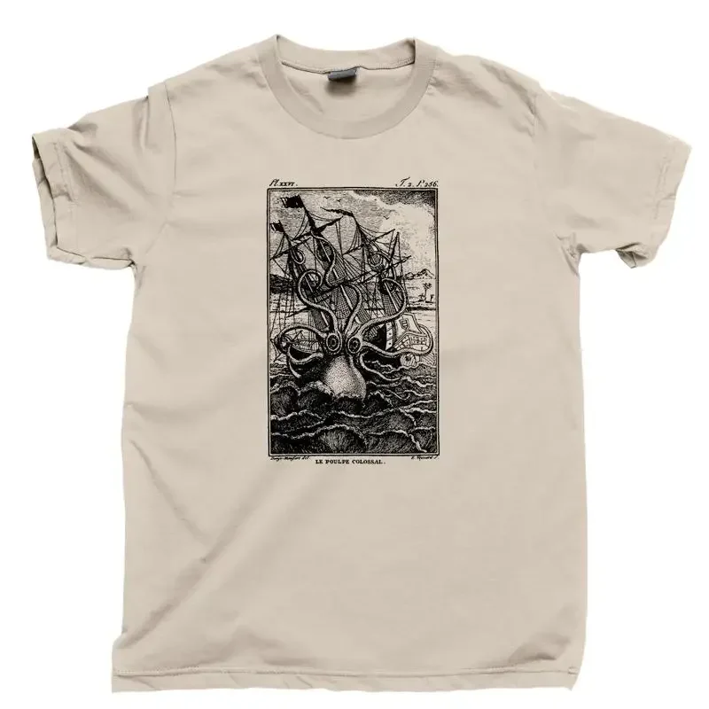 Kraken Monster T shirt Steampunk Jules Verne Leagues Under Sea Sail Oceans